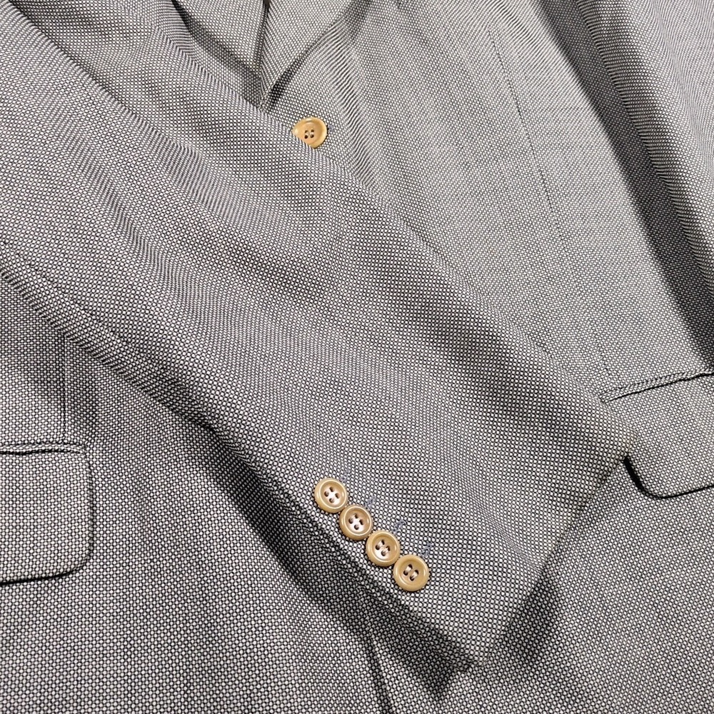VTG Hugo Boss Blazer Mens 44L Brown Geometric 3 Button Sport Coat Wool - Picture 3 of 8